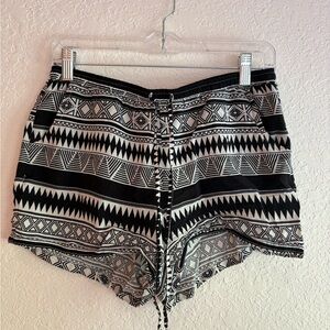 No Boundaries Black and White Geometric High Waist Shorts